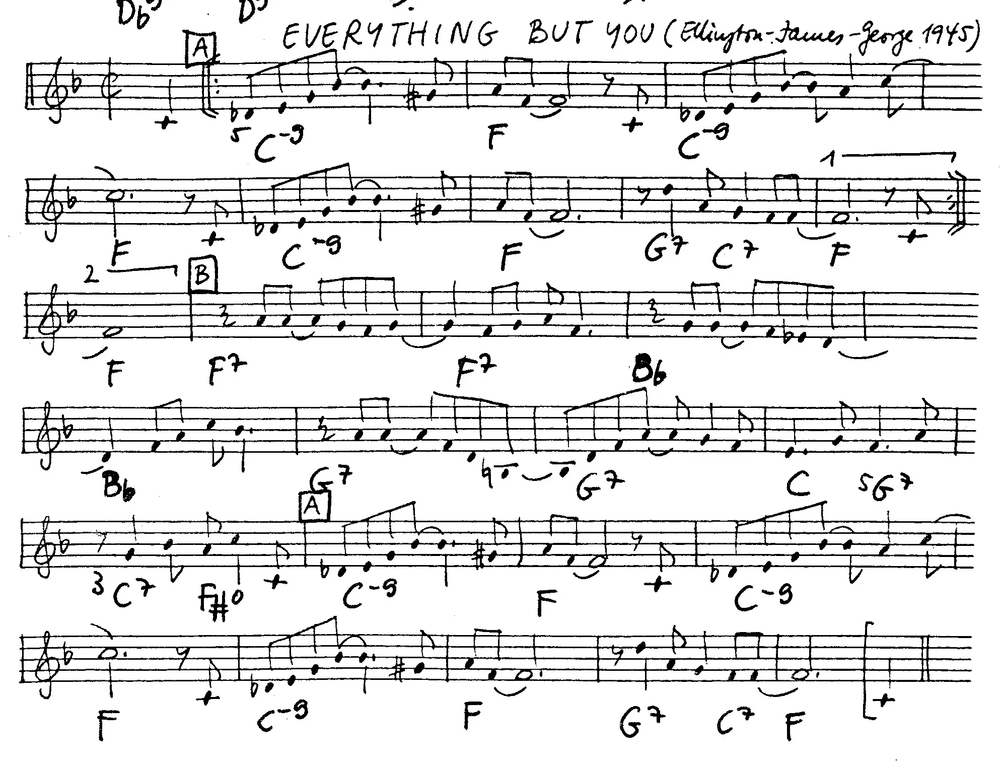 everything but you free jazz leadsheet - Courtesy of the Jungle Jazz Band